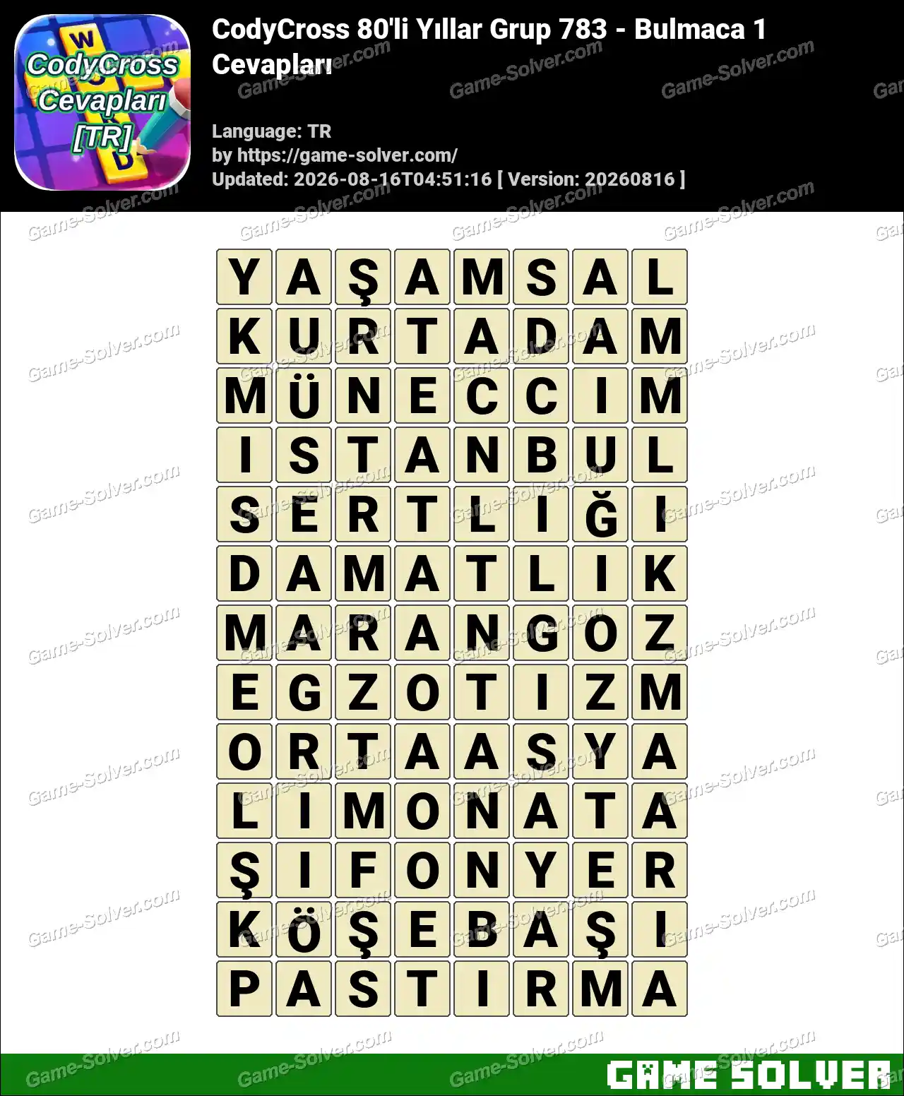 CodyCross 80’li Yıllar Grup 783 – Bulmaca 1 Cevapları